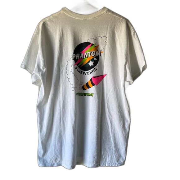 Phantom Fireworks Throwback Graphic Tee White Size XL | Retro 90s Style - Picture 3 of 3